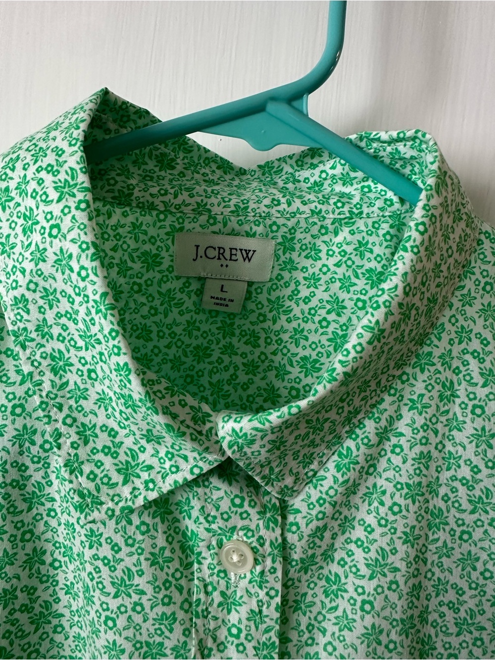 J Crew blouse, green mini floral, large - Picture 2 of 5